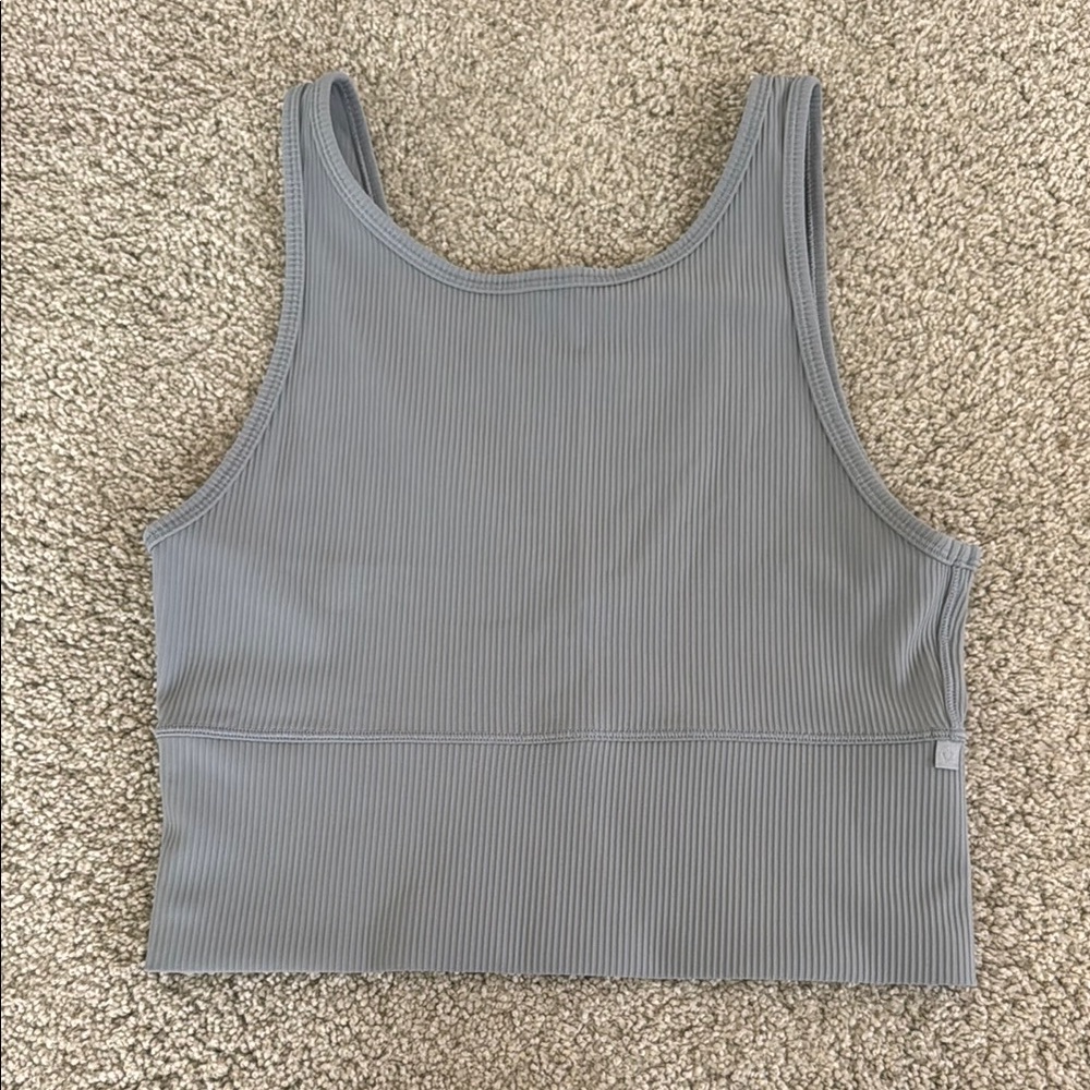 LULULEMON Grey Reversible Ribbed Cropped Bra Tank Top 4/XS